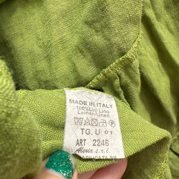 Italian 100% Linen‎ Dress with Sheer Floral Overlay Cottagecore / Fairycore - Picture 6 of 6